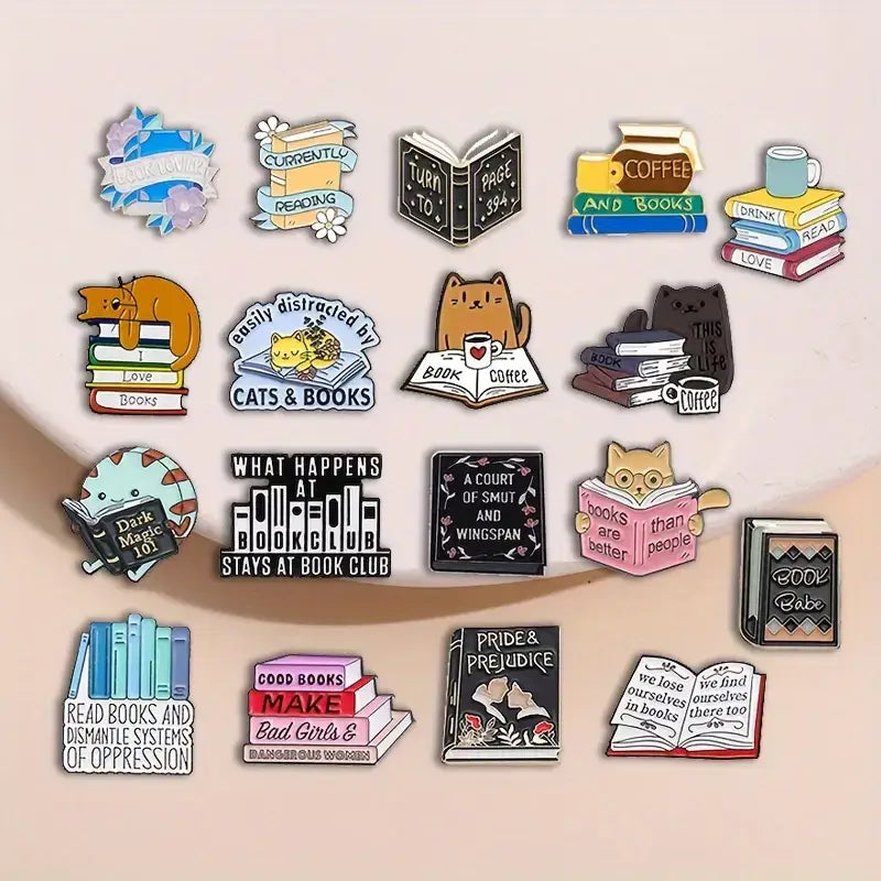 Assorted Book Lover Enamel Pins