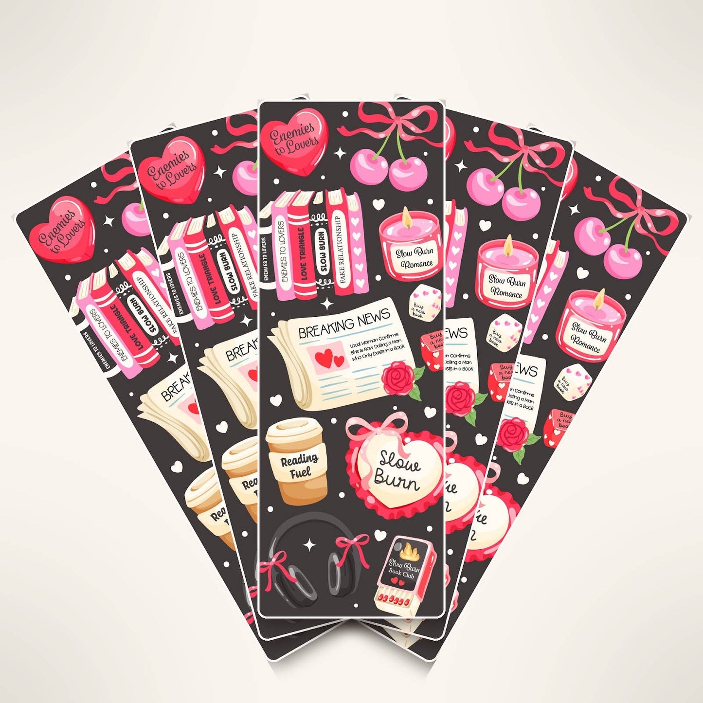 Slow Burn Romance Tropes Bookmark, Spicy Reader Gift