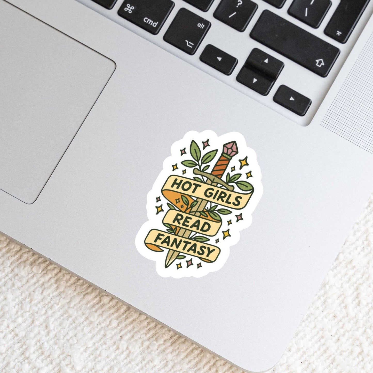 Hot Girls Read Fantasy Book Reader Sticker โ 3" Waterproof Bookish Sticker with Holo Overlay โ Reading, Books, Reader Gift, Book Lover