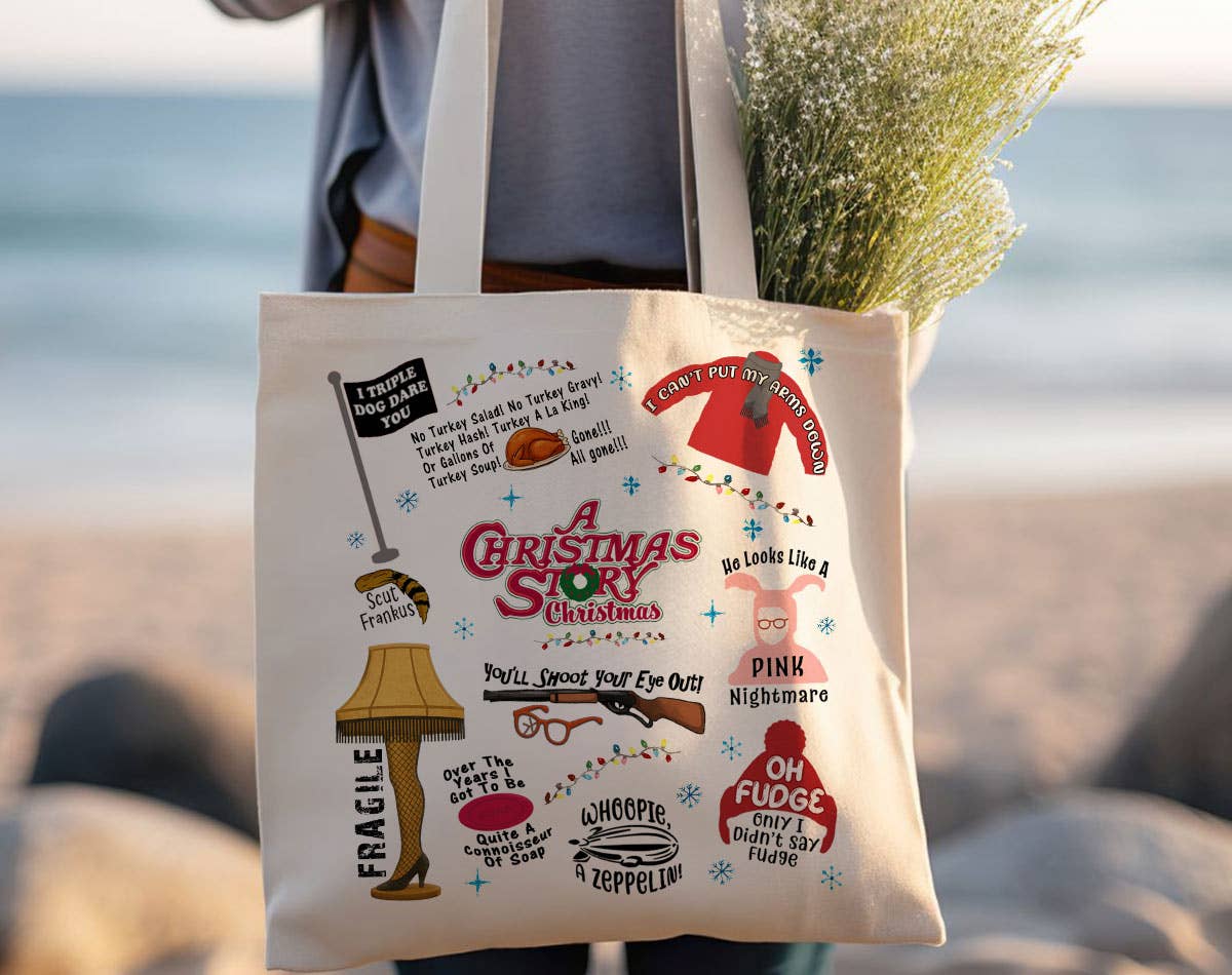A Christmas Story Inspired Collage Tote Bag