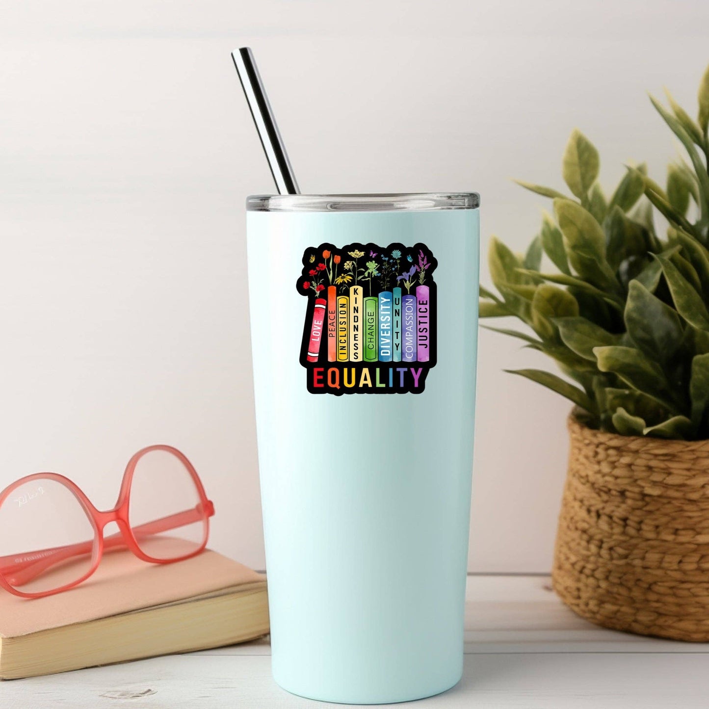 Equality Book Reader Sticker – 3" Waterproof Bookish Sticker with Holo Overlay – Reading, Books, Reader Gift, Book Lover, Bookstore Merch