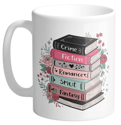 Floral Book Genre Stack Ceramic Mug