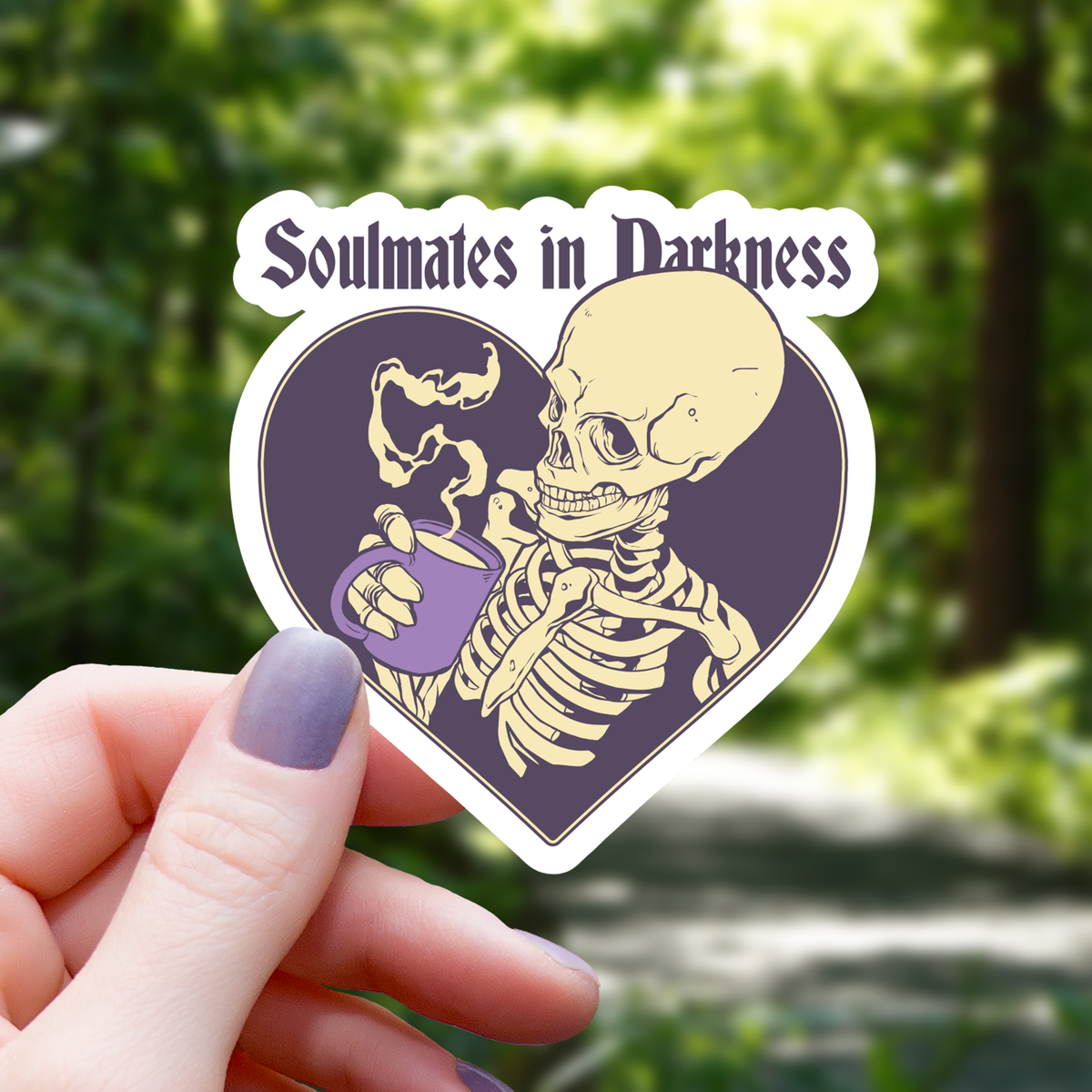 Soulmates in Darkness Skeleton Sticker - 3"