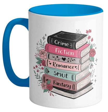 Floral Book Genre Stack Ceramic Mug