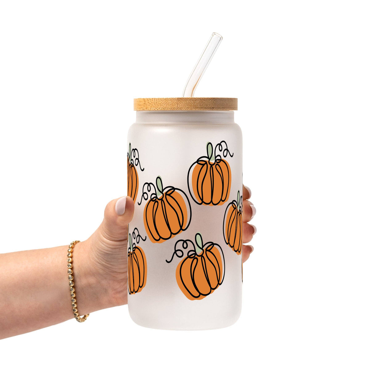Pumpkin Patch Glass Cup, Mug & Tumbler with Lid and Straw