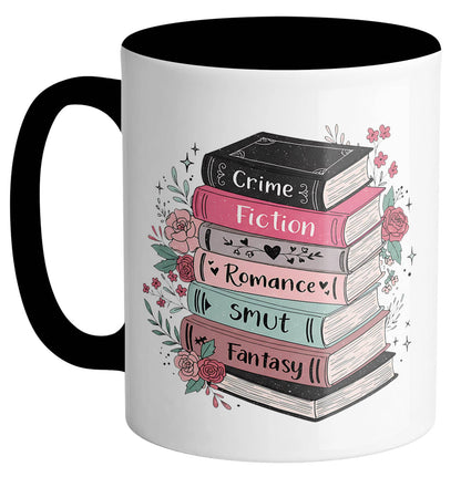 Floral Book Genre Stack Ceramic Mug