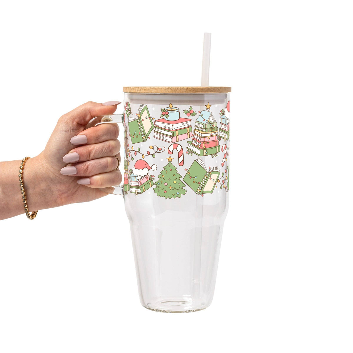 Bookish Christmas Glass Cup, Mug & Tumbler