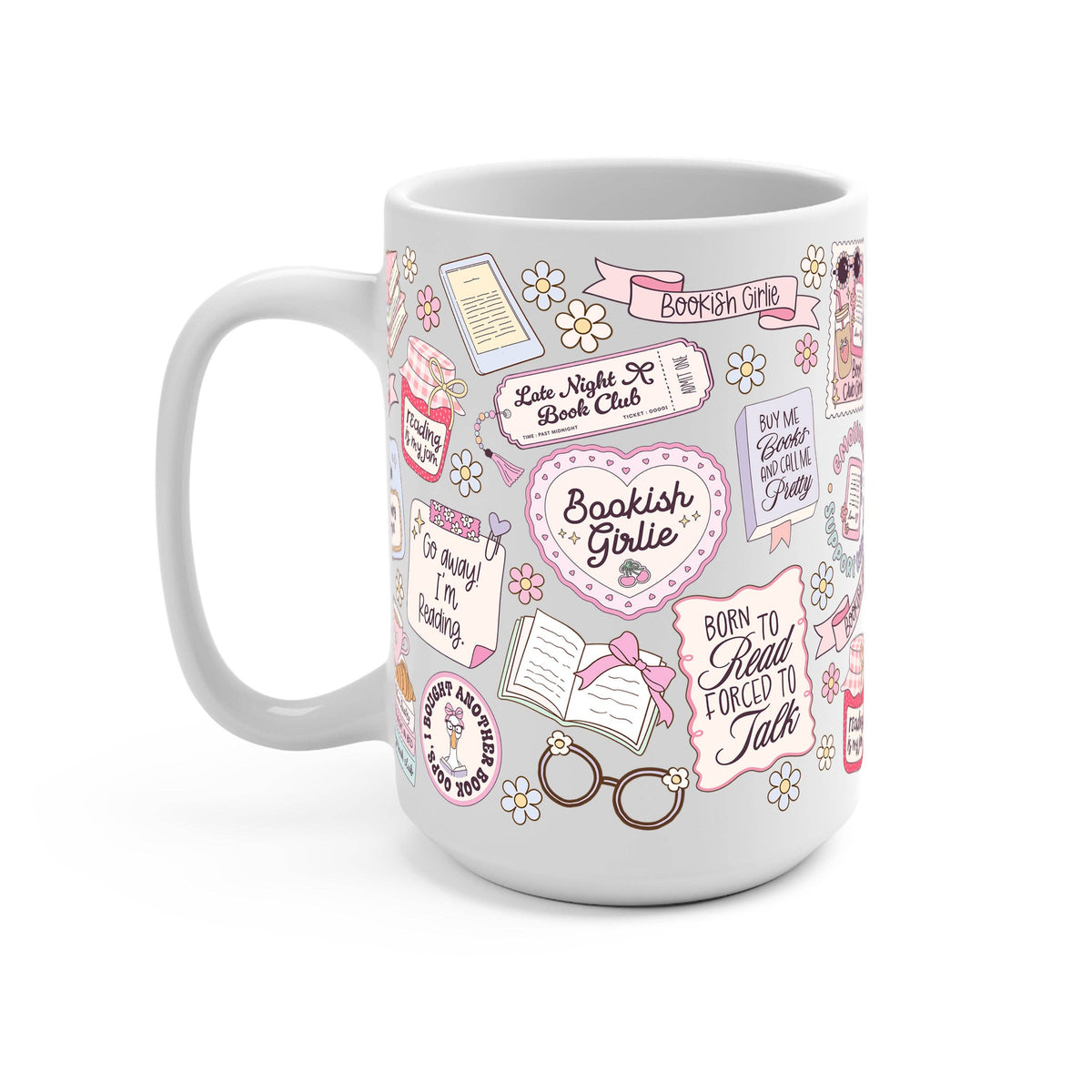 Bookish Girly Glass Can Tumbler with Bamboo Lid and Straw