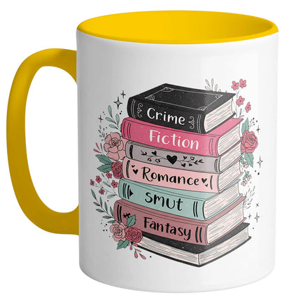 Floral Book Genre Stack Ceramic Mug