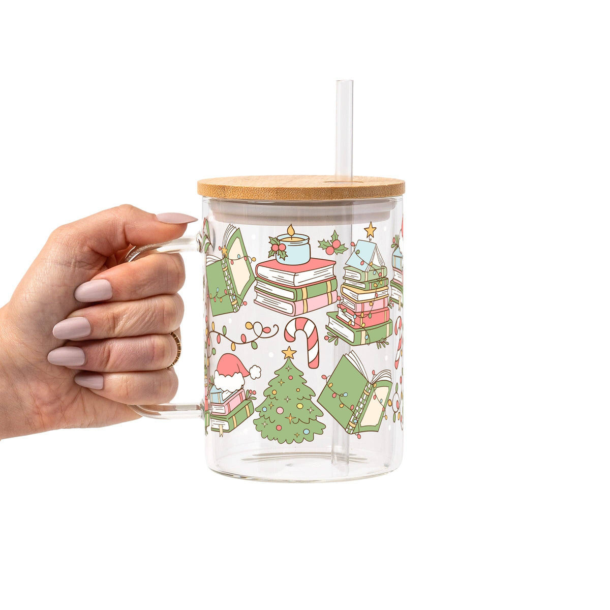 Bookish Christmas Glass Cup, Mug & Tumbler