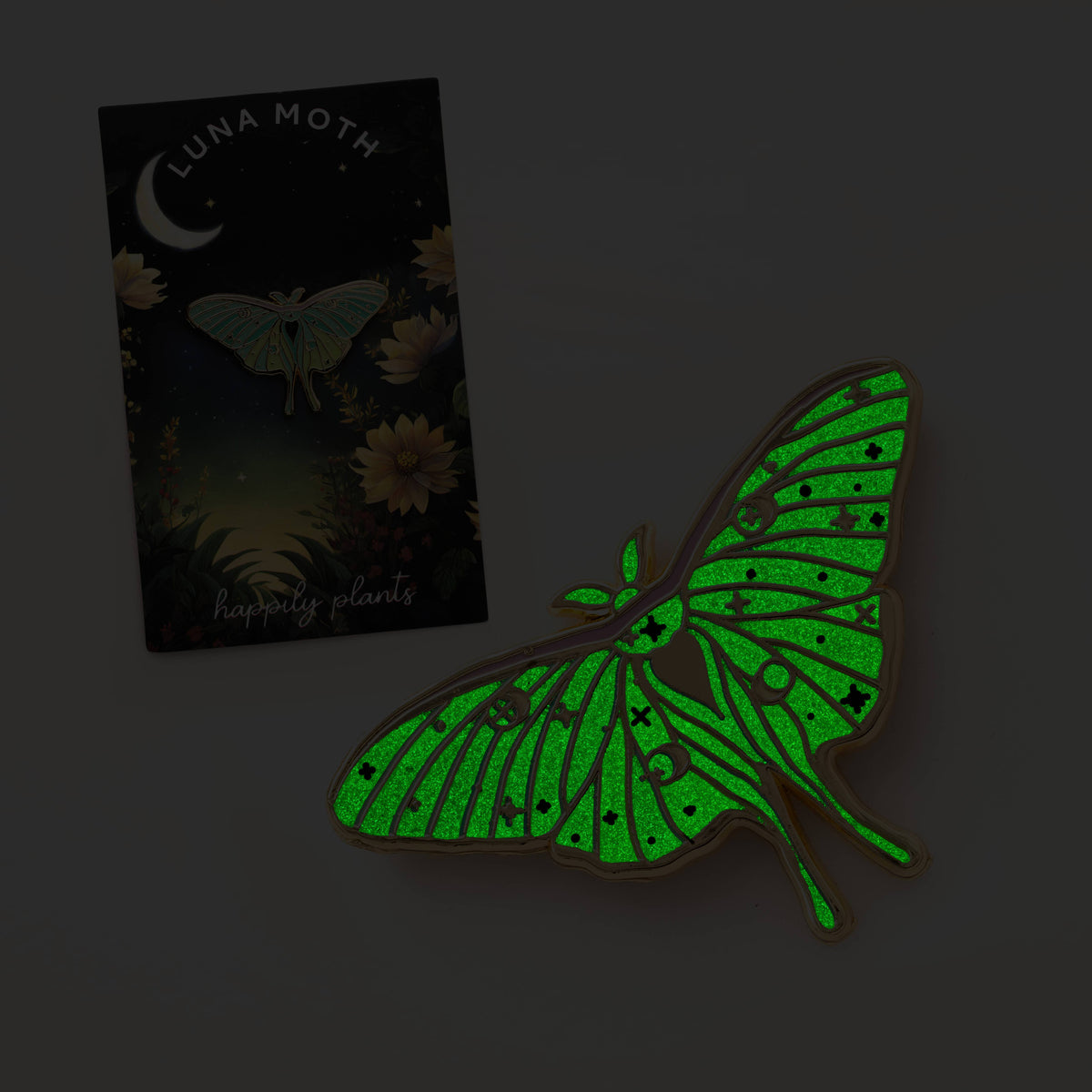 Luna Moth Pin, Glow in the Dark!