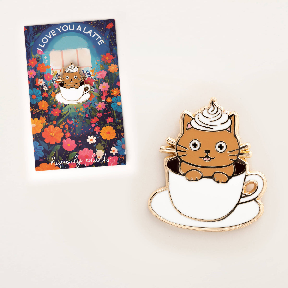 I Love You A Latte Cat Pin:The Purr-fect Coffee Gift