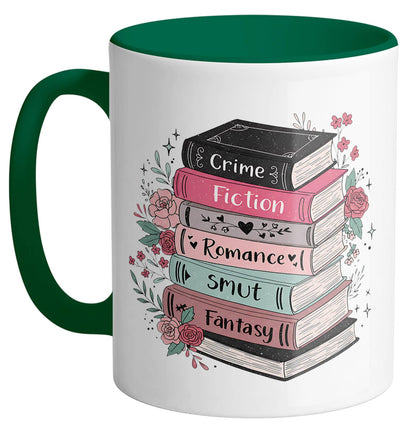 Floral Book Genre Stack Ceramic Mug