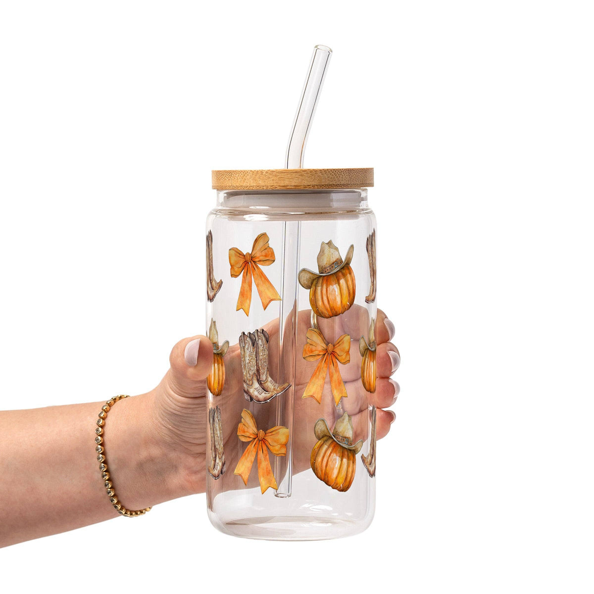 Western Pumpkins Glass Cup, Mug & Tumbler with Lid and Straw