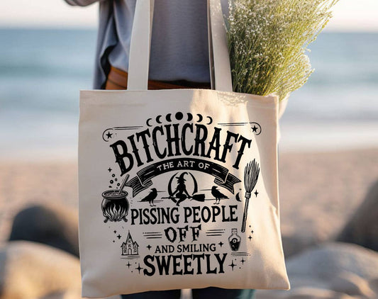 Bitchcraft Funny Sassy Witch Halloween Witchcraft Tote Bag
