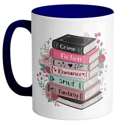 Floral Book Genre Stack Ceramic Mug