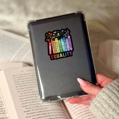 Equality Book Reader Sticker – 3" Waterproof Bookish Sticker with Holo Overlay – Reading, Books, Reader Gift, Book Lover, Bookstore Merch
