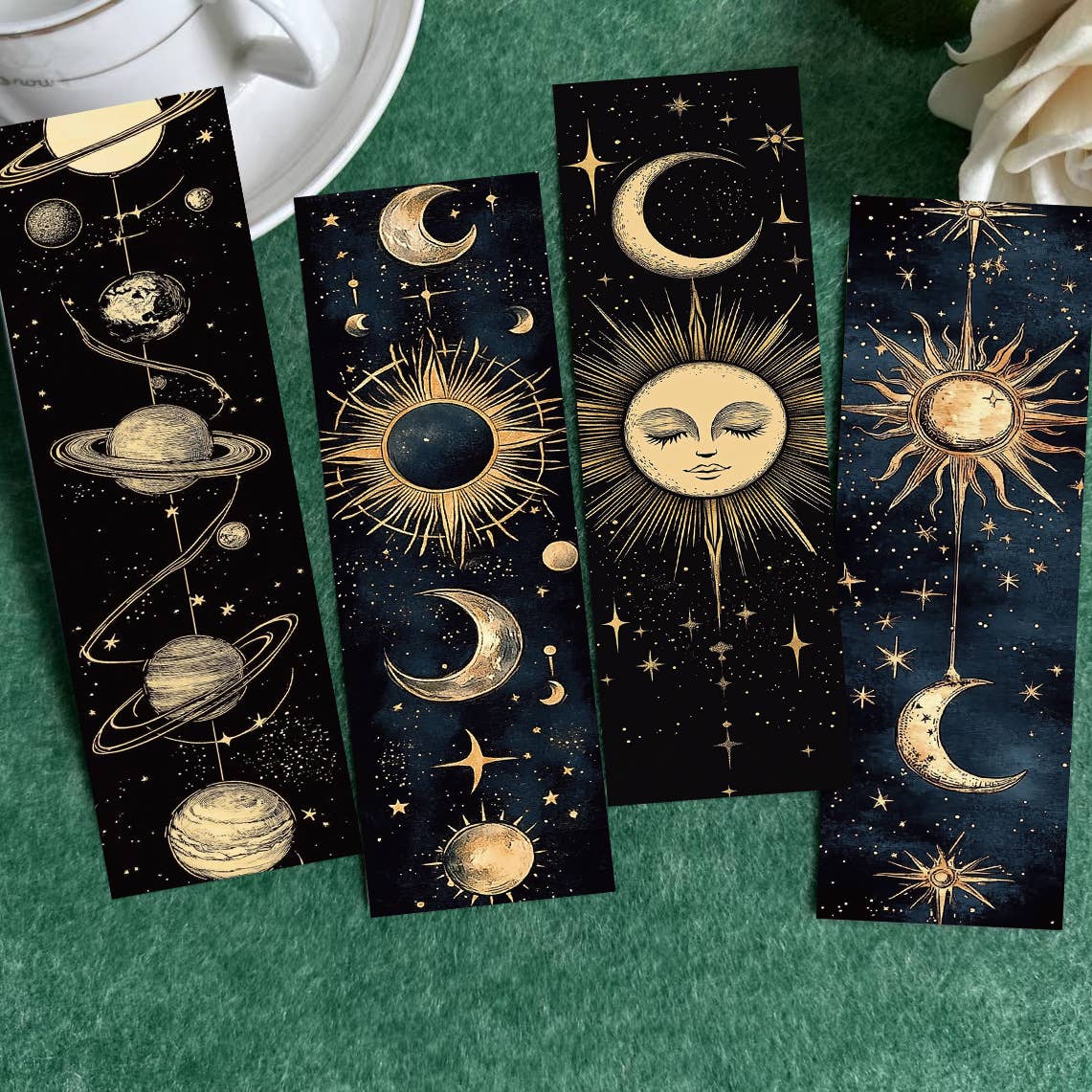 Celestial Moon & Sun Bookmarks | Cosmic Galaxy, Space Theme