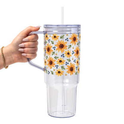 Sunflower With Bees Glass Cup, Mug & Tumbler