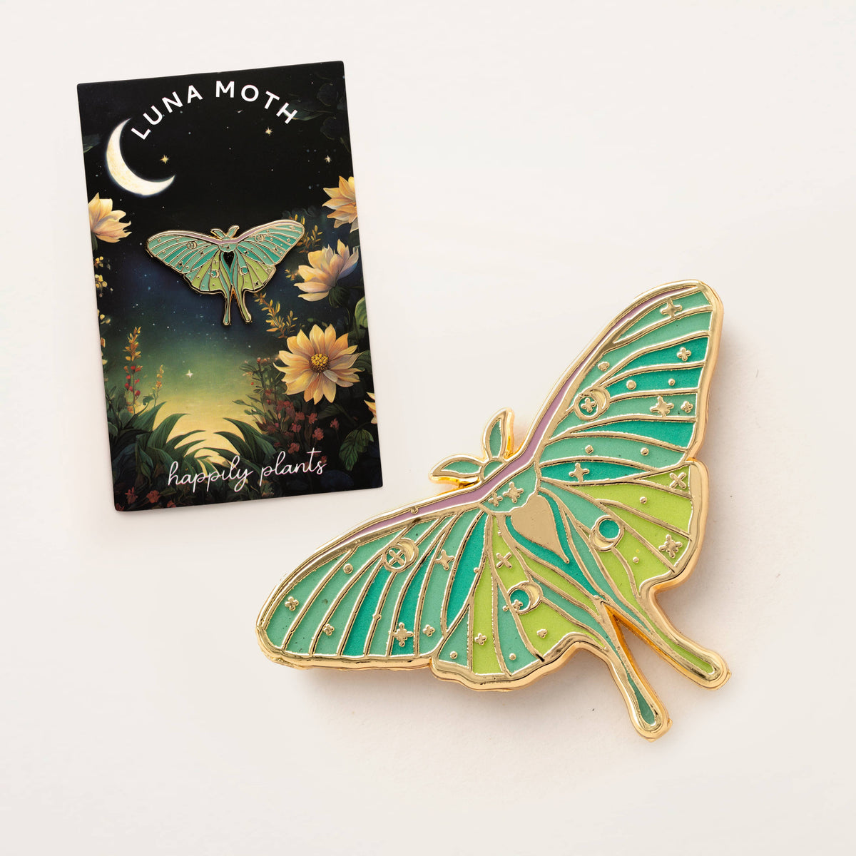 Luna Moth Pin, Glow in the Dark!