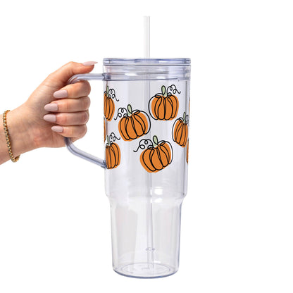 Pumpkin Patch Glass Cup, Mug & Tumbler with Lid and Straw