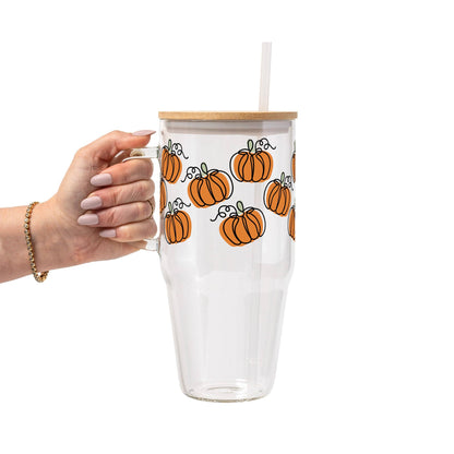 Pumpkin Patch Glass Cup, Mug & Tumbler with Lid and Straw