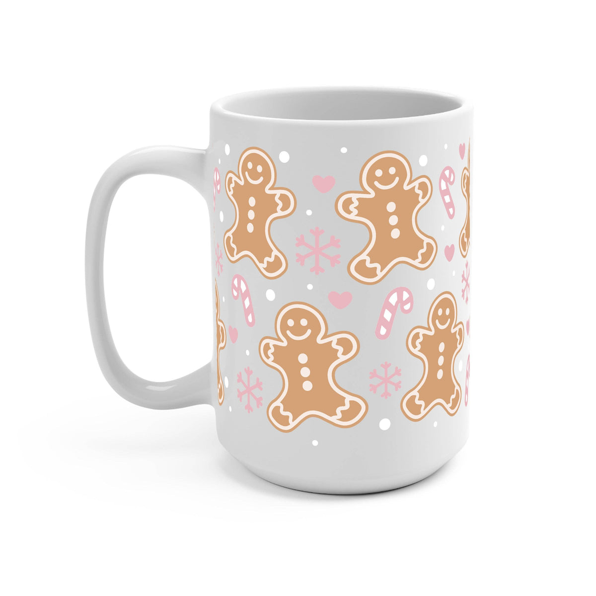 Pink Gingerbread Christmas Glass Cup, Mug & Tumbler