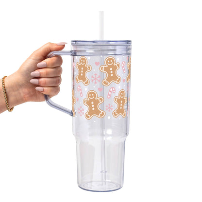 Pink Gingerbread Christmas Glass Cup, Mug & Tumbler