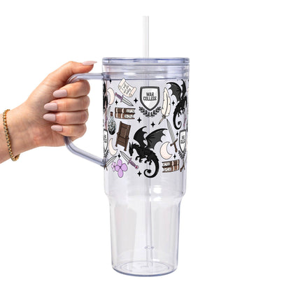 War College Glass Can Tumbler with Bamboo Lid and Straw