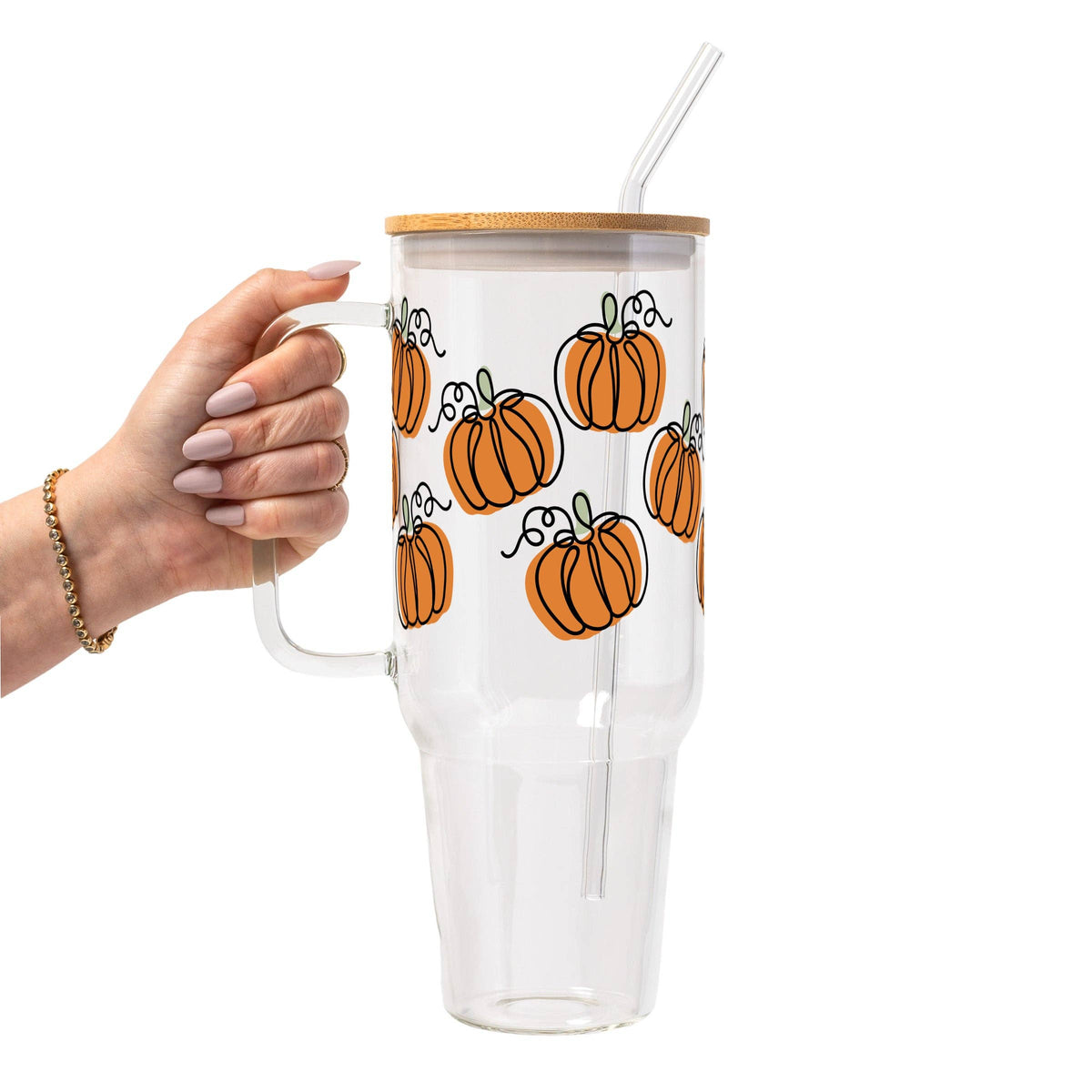 Pumpkin Patch Glass Cup, Mug & Tumbler with Lid and Straw