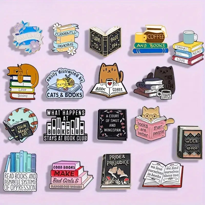 Assorted Book Lover Enamel Pins