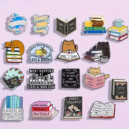 Assorted Book Lover Enamel Pins