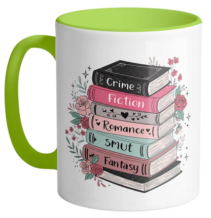 Floral Book Genre Stack Ceramic Mug