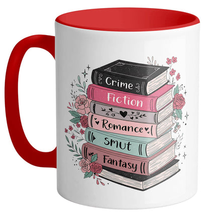 Floral Book Genre Stack Ceramic Mug
