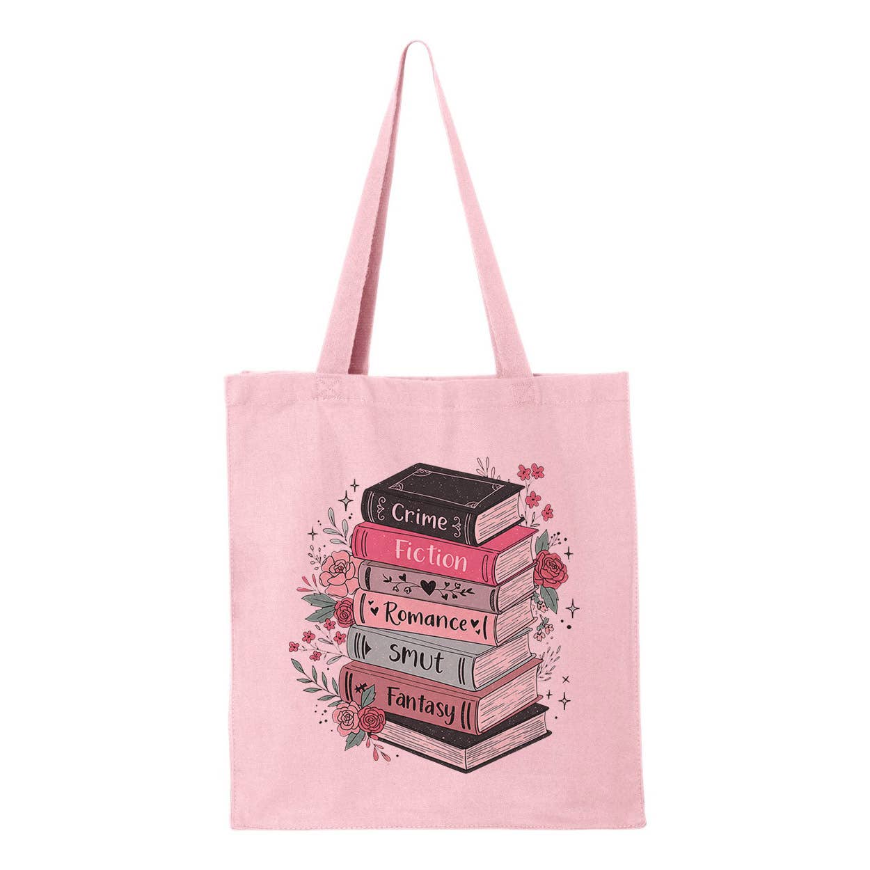 Floral Book Genre Stack Tote Bag