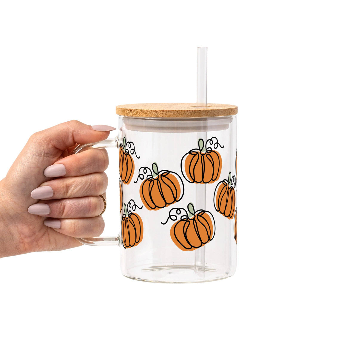 Pumpkin Patch Glass Cup, Mug & Tumbler with Lid and Straw