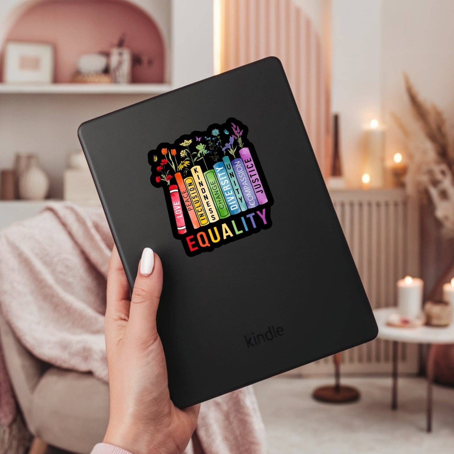 Equality Book Reader Sticker – 3" Waterproof Bookish Sticker with Holo Overlay – Reading, Books, Reader Gift, Book Lover, Bookstore Merch