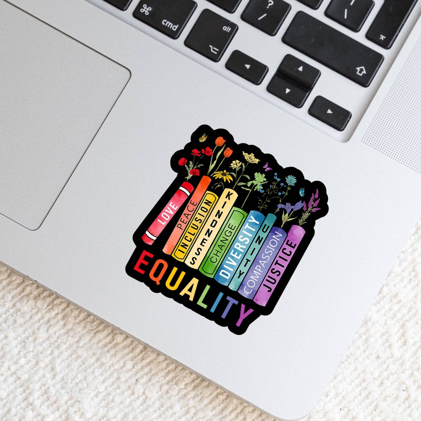 Equality Book Reader Sticker – 3" Waterproof Bookish Sticker with Holo Overlay – Reading, Books, Reader Gift, Book Lover, Bookstore Merch