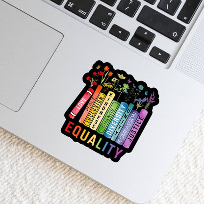 Equality Book Reader Sticker – 3" Waterproof Bookish Sticker with Holo Overlay – Reading, Books, Reader Gift, Book Lover, Bookstore Merch