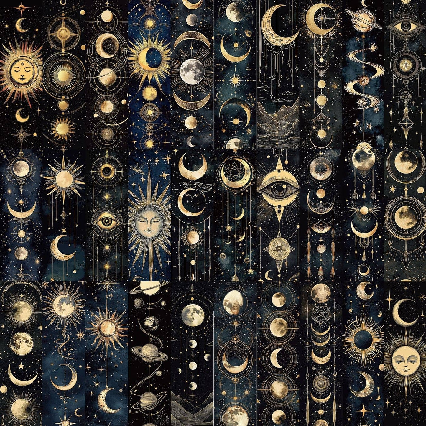 Celestial Moon & Sun Bookmarks | Cosmic Galaxy, Space Theme