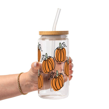 Pumpkin Patch Glass Cup, Mug & Tumbler with Lid and Straw