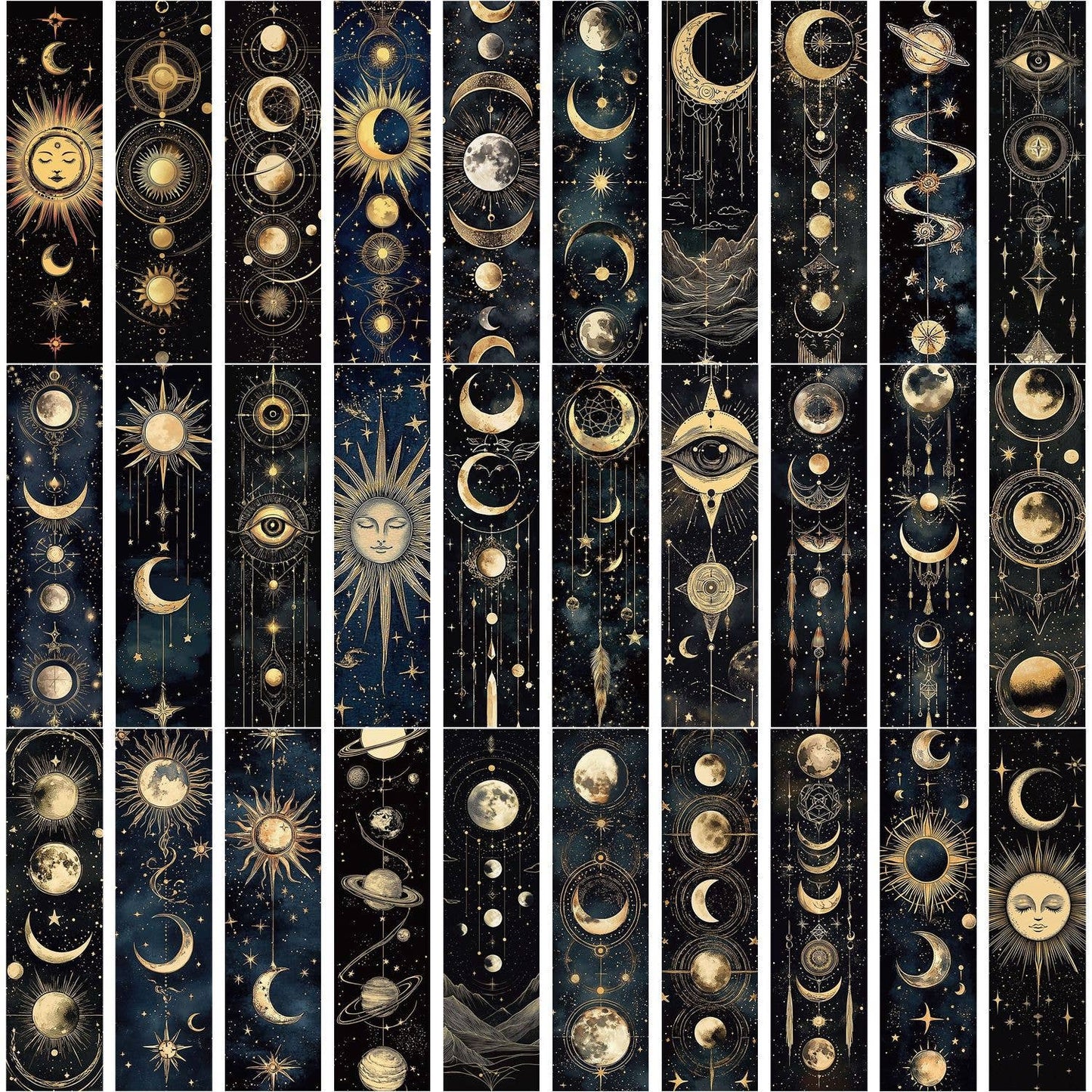 Celestial Moon & Sun Bookmarks | Cosmic Galaxy, Space Theme